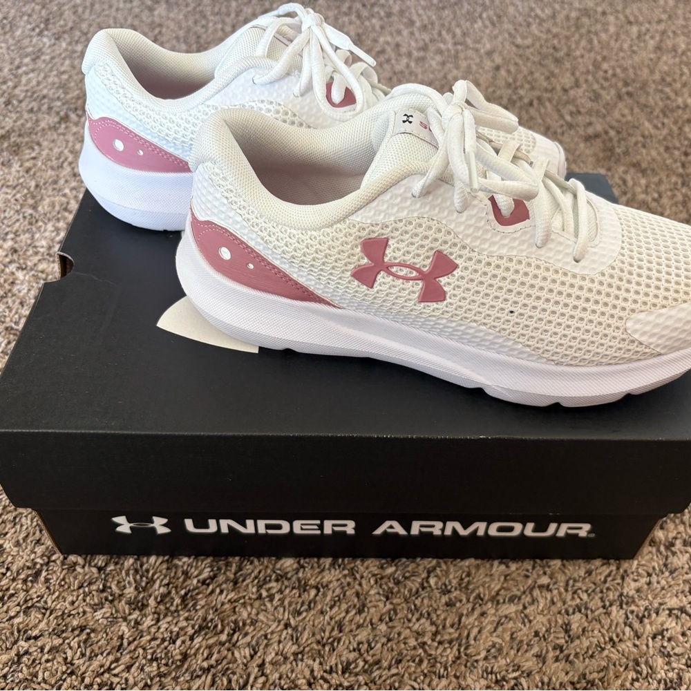 Under Armour White and Pink Athletic Shoes